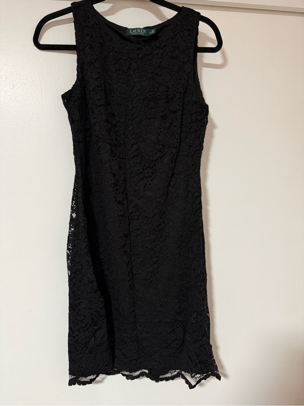 Ralph Lauren Black Sleeveless Lace Midi Dress